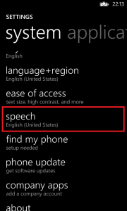 windows phone settings